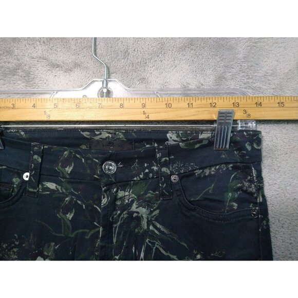 7 For All Mankind Jeans Womens 26 Black Denim Floral Skinny Mid Rise Stretch - Picture 3 of 9